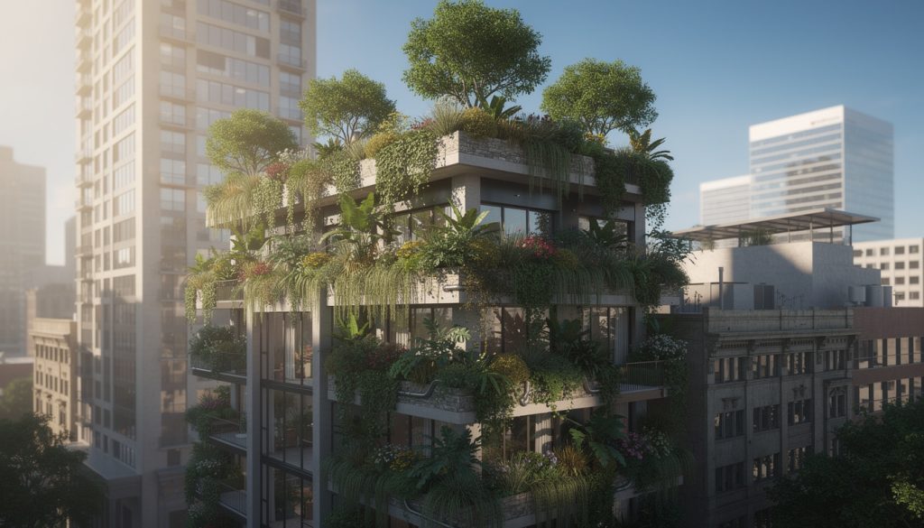 découvrez comment un jardin suspendu contribue à réduire la température des immeubles en améliorant l'isolation thermique et en apportant de la fraîcheur naturelle.