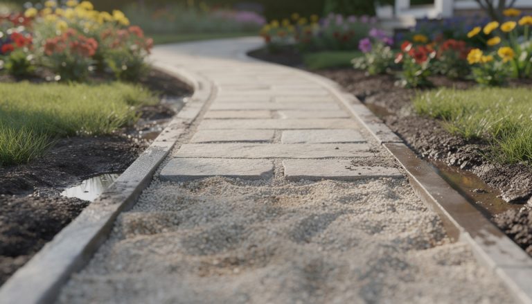 découvrez pourquoi réaliser des travaux d'allée permet d'éviter la formation et le dépôt de boue, assurant un accès propre et praticable à votre propriété.