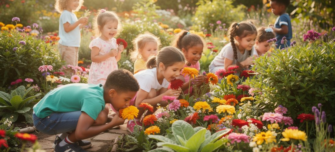 découvrez comment le jardin sensoriel éveille la vue et l'odorat des enfants grâce à des plantes et éléments stimulants, favorisant leur développement sensoriel et leur bien-être.