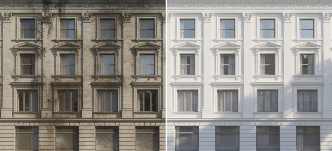 découvrez comment les travaux de nettoyage de façade améliorent l'apparence extérieure de votre bâtiment, en préservant son esthétique et sa valeur.